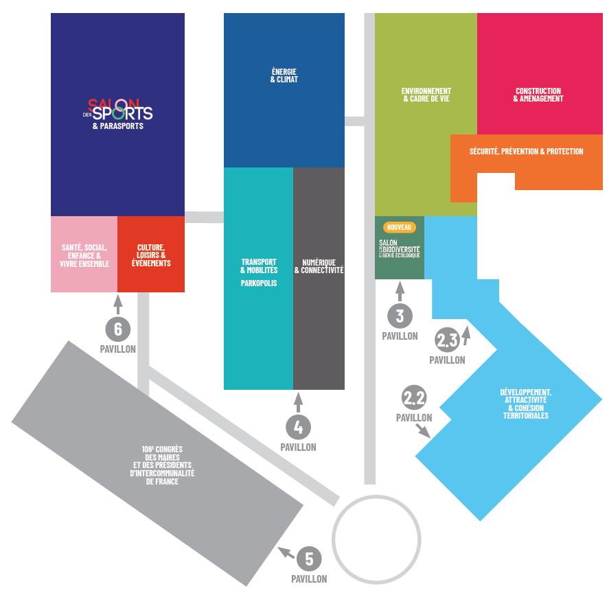 Salon des Maires 2024 - Plan de masse des pavillons Salon des Maires 2024 - Plan de masse des pavillons